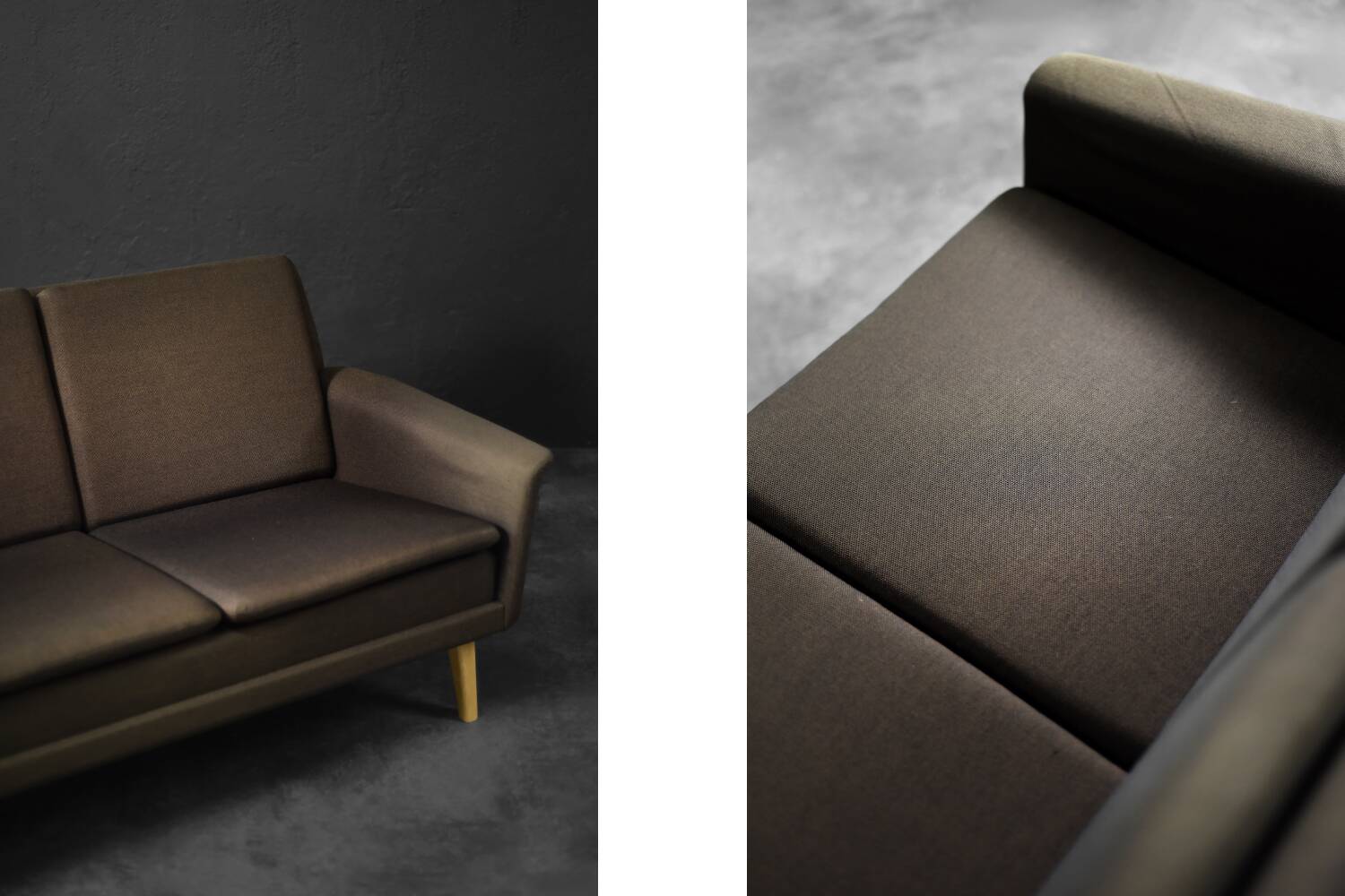 Vintage Mid-Century Danish Modern Brown 3-Seater Sofa by Folke Ohlsson