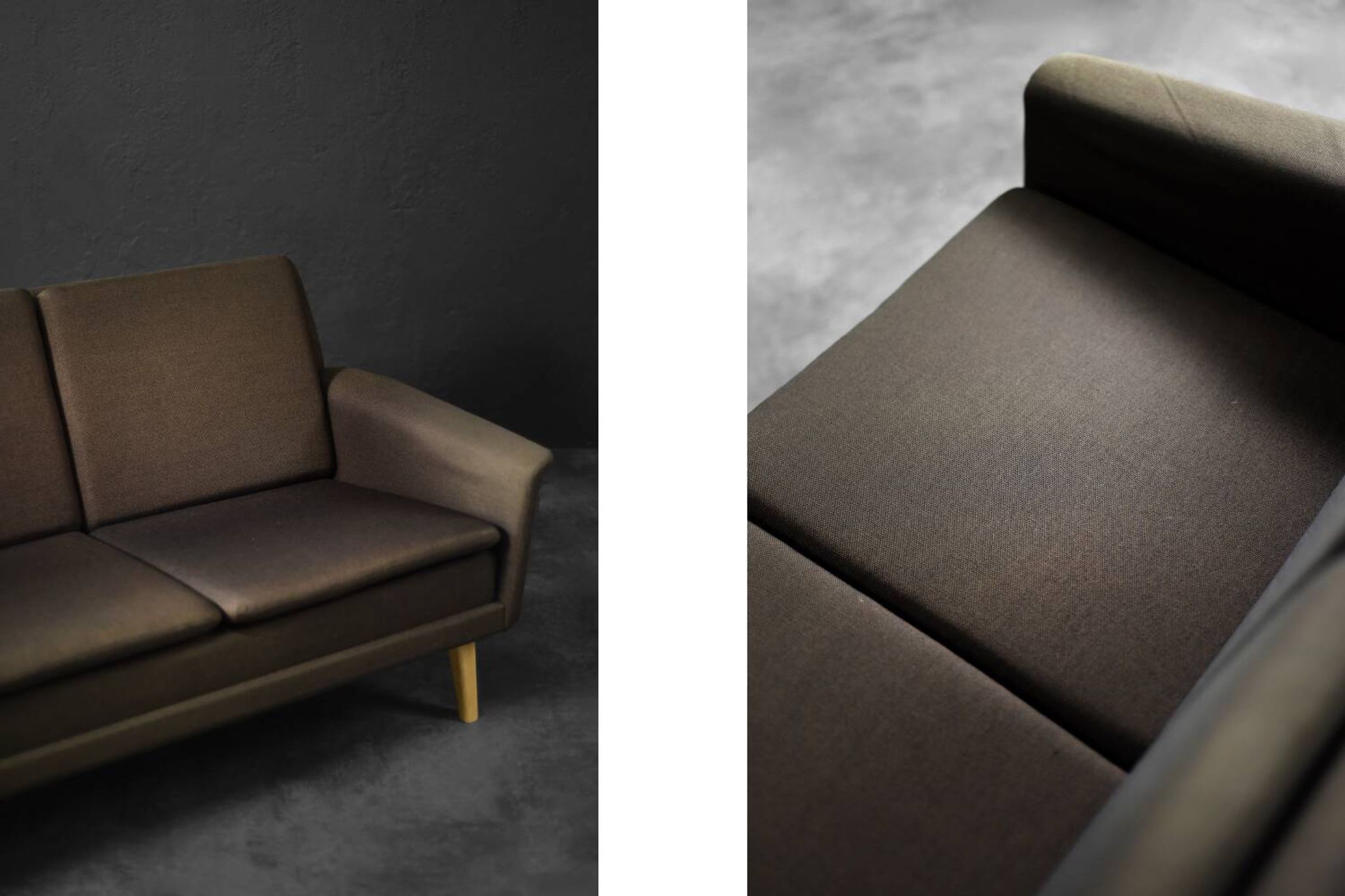 Vintage Mid-Century Danish Modern Brown 3-Seater Sofa by Folke Ohlsson