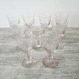 9 old port glass art deco style glass
