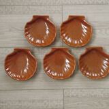 Set of 5 French Vintage Emile Henry Brown Coquille St Jacques Dishes 5193
