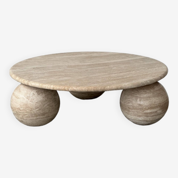 Table basse circulaire en travertin