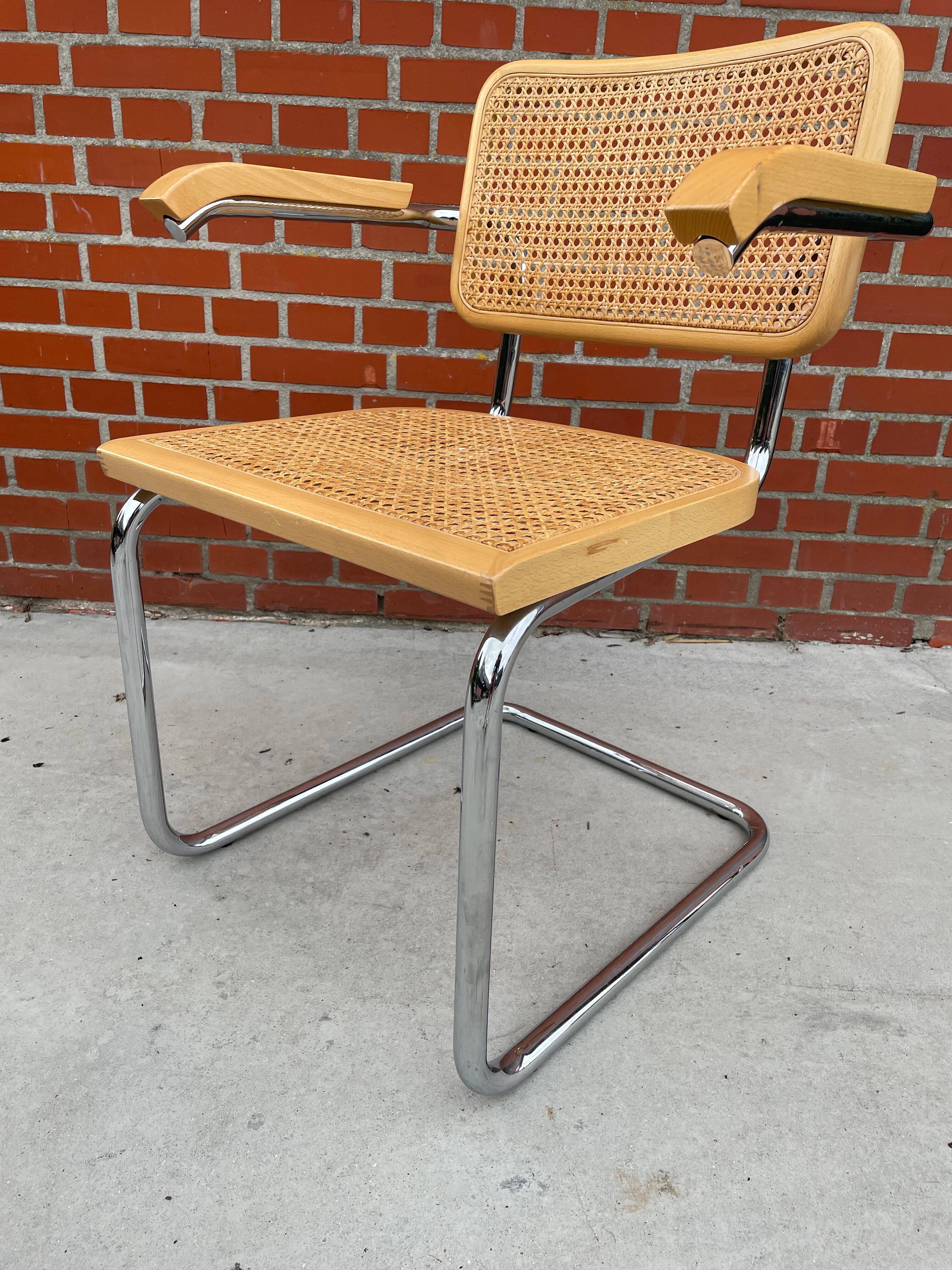 Chair Cesca model by Marcel Breuer with armrests B64