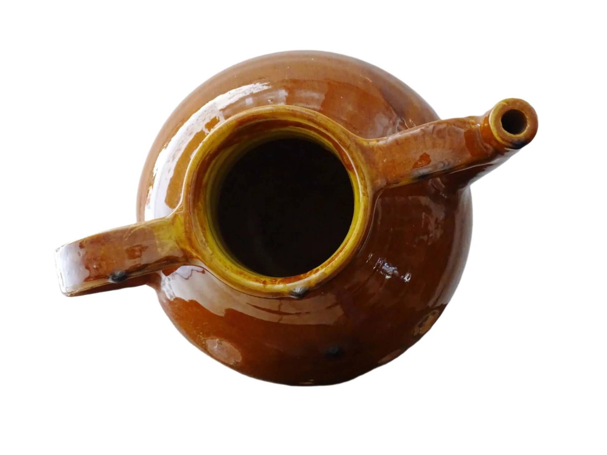 Orjol ancien français à glaçure orange foncé, provenant du Languedoc