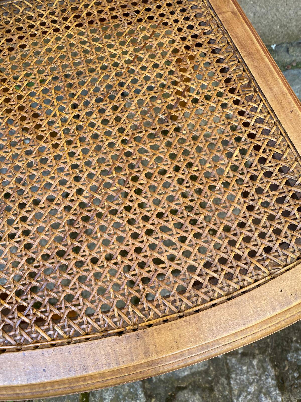 Vintage caned Louis XVI chair in solid gold wood.