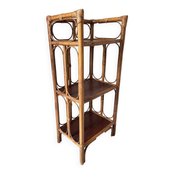 Etagère, bibliothèque vintage en rotin