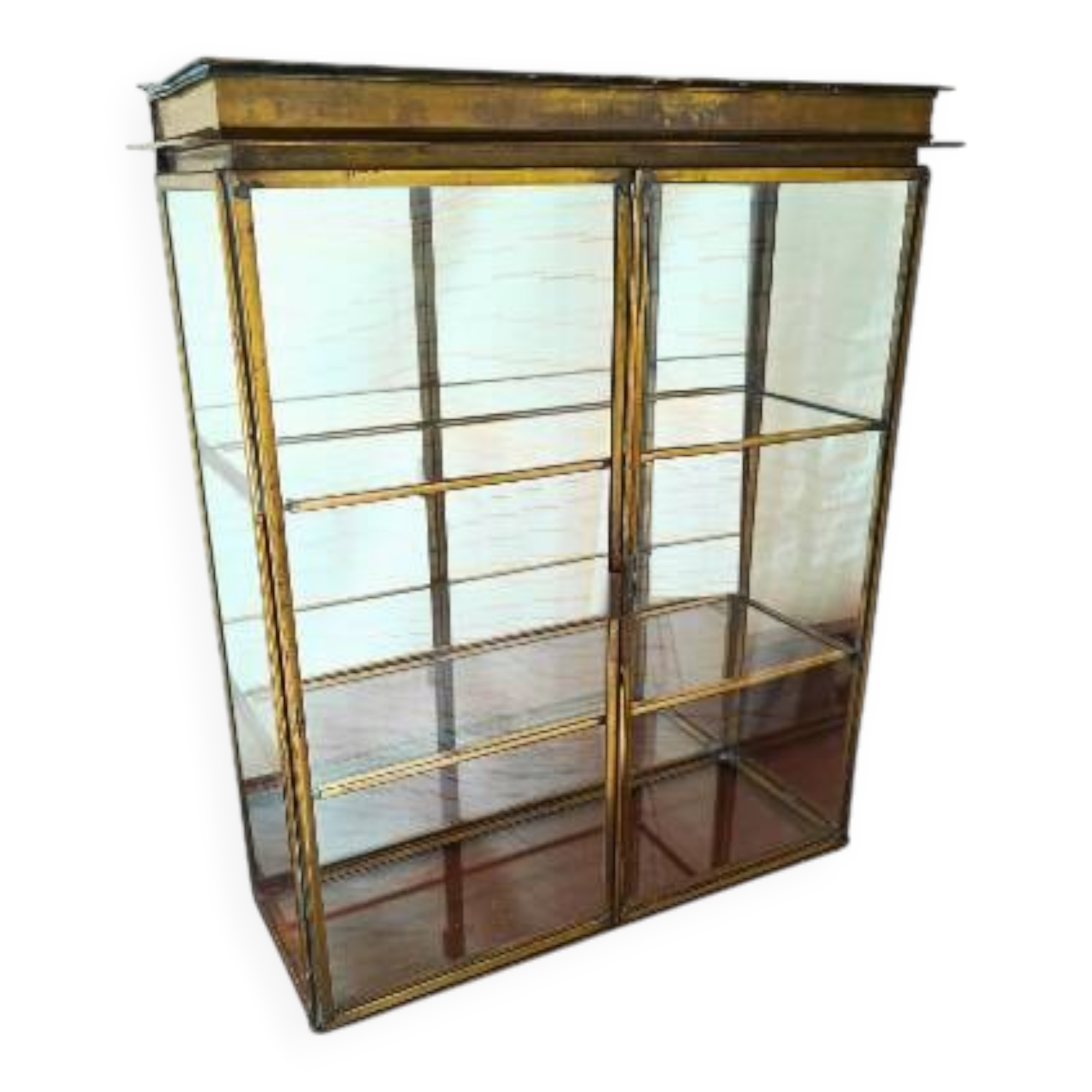Vintage Mid Century Handmade Brass Wall Vitrine