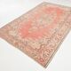 Tapis Anatolien Vintage Fait Main en Laine, Tons Rose Fané, Beige & Bleu
