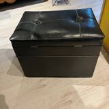 Vinyl storage chest pouf 1970