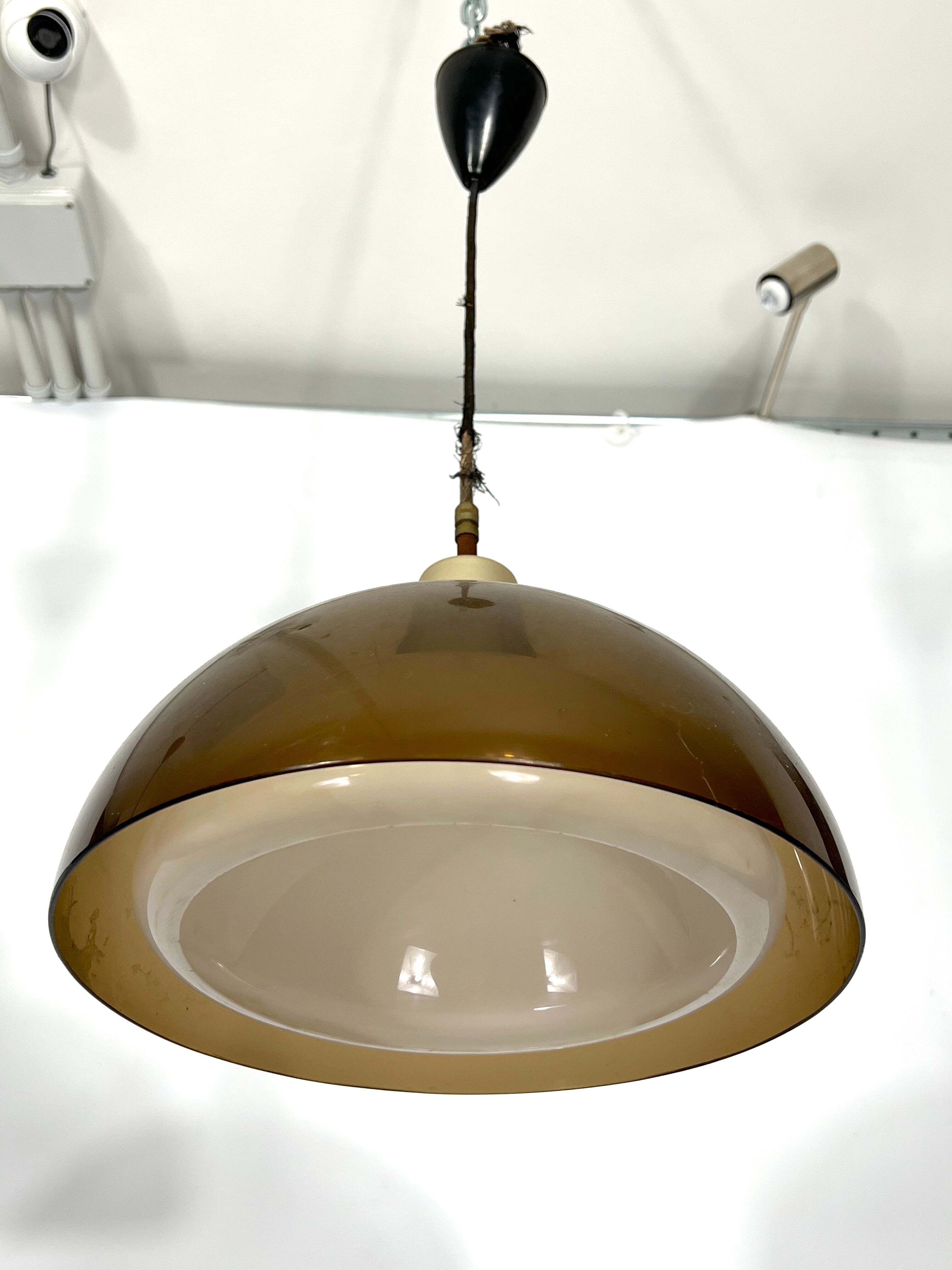 Mid-century modern pair of plexiglass chandelier by Candle