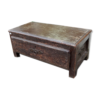 Chevet table basse casier 1 tiroir ancien bureau en bois 63x31x27cm