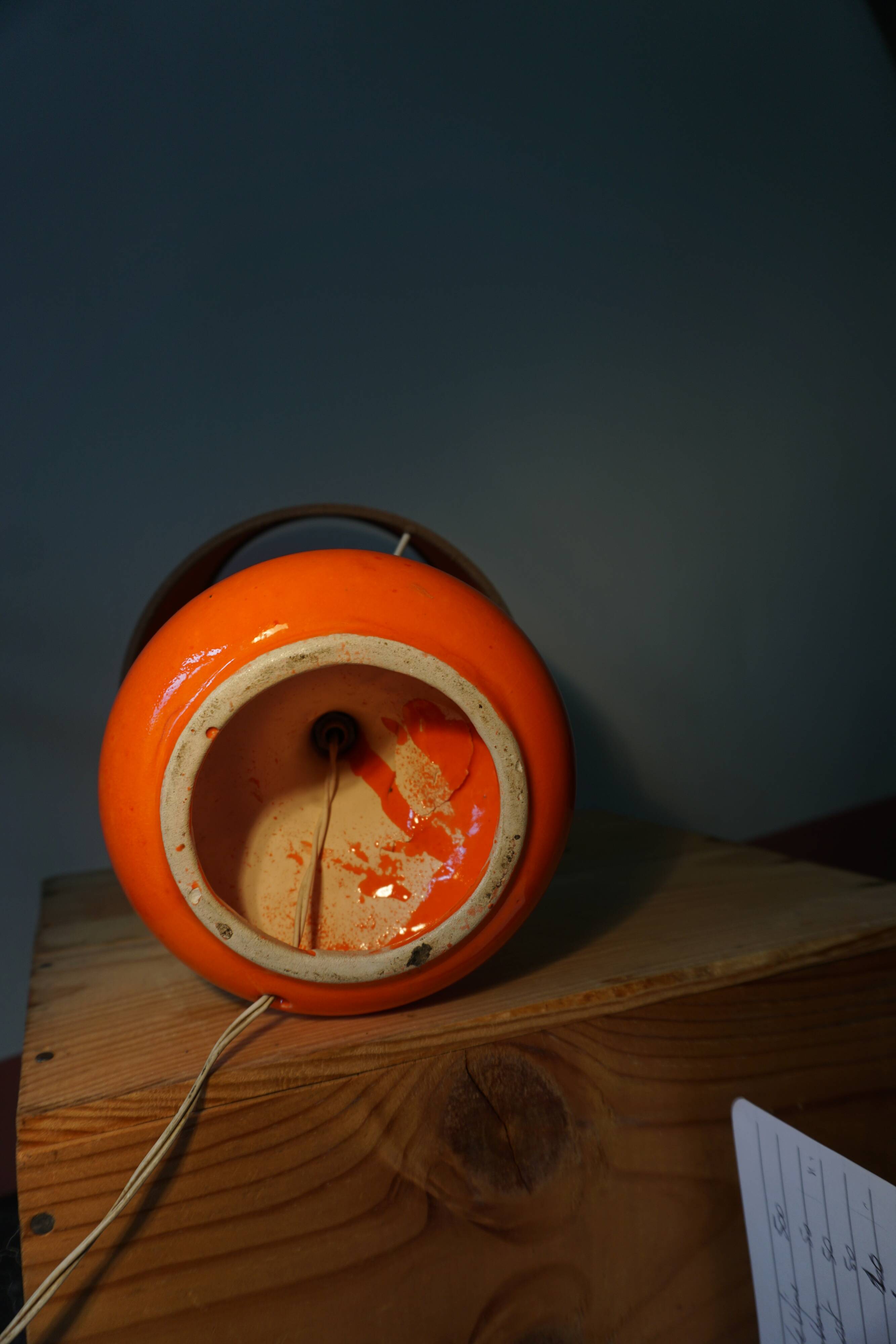 Orange ceramic lamp from the 70s