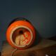 Lampe en ceramique orange années 70