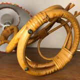 Lampe rotin forme cygne vintage