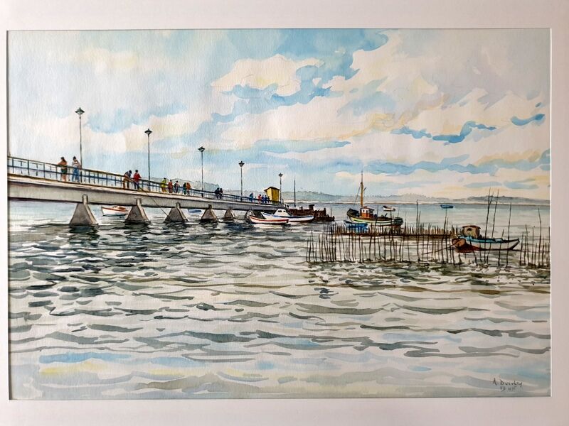 André Duculty (1912-1990) Watercolor on paper "Cap Ferret (Gironde)" Signed lower right and dated