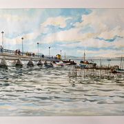 André Duculty (1912-1990) Watercolor on paper "Cap Ferret (Gironde)" Signed lower right and dated
