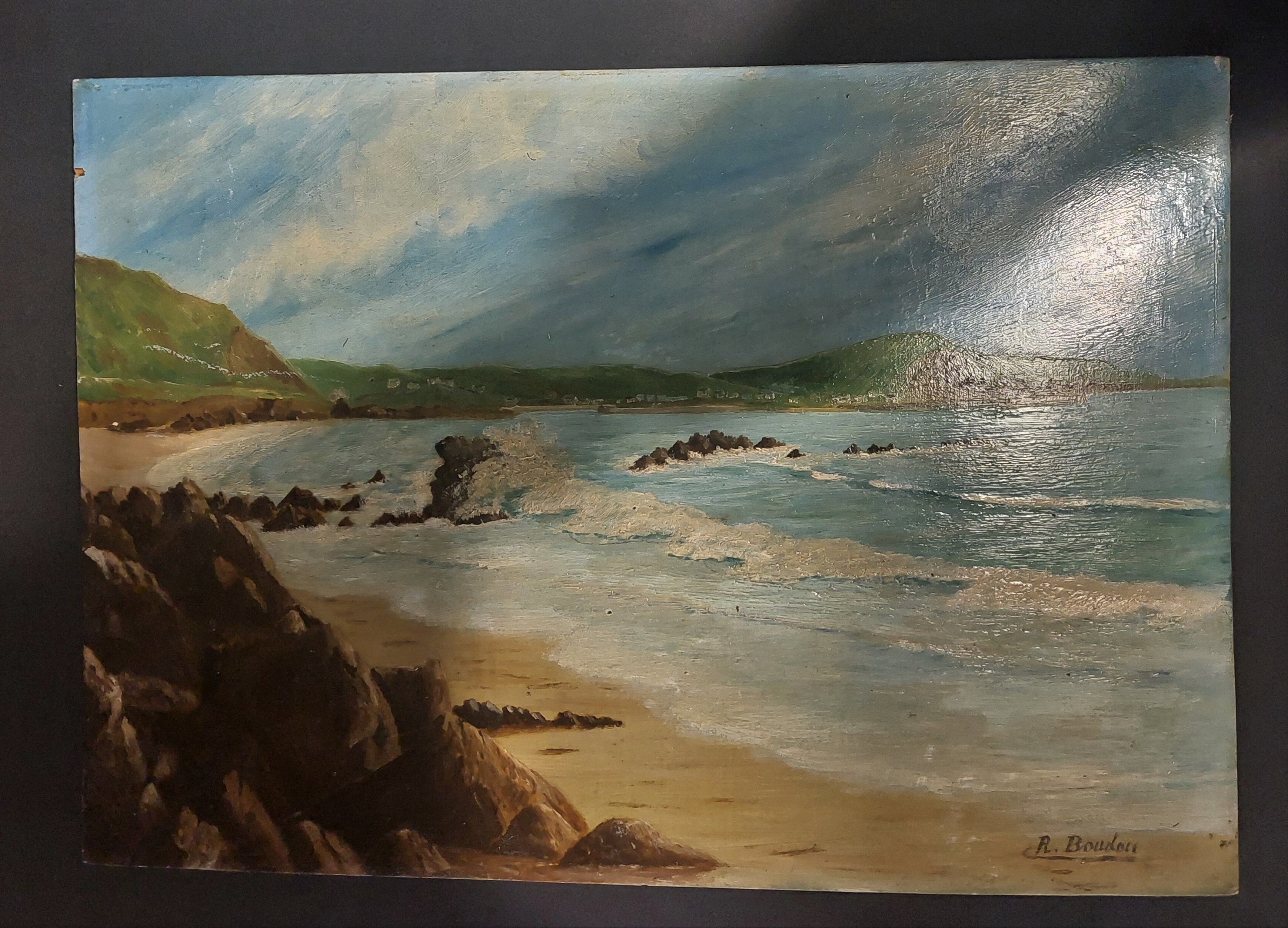 Painting oil on marine panel signed