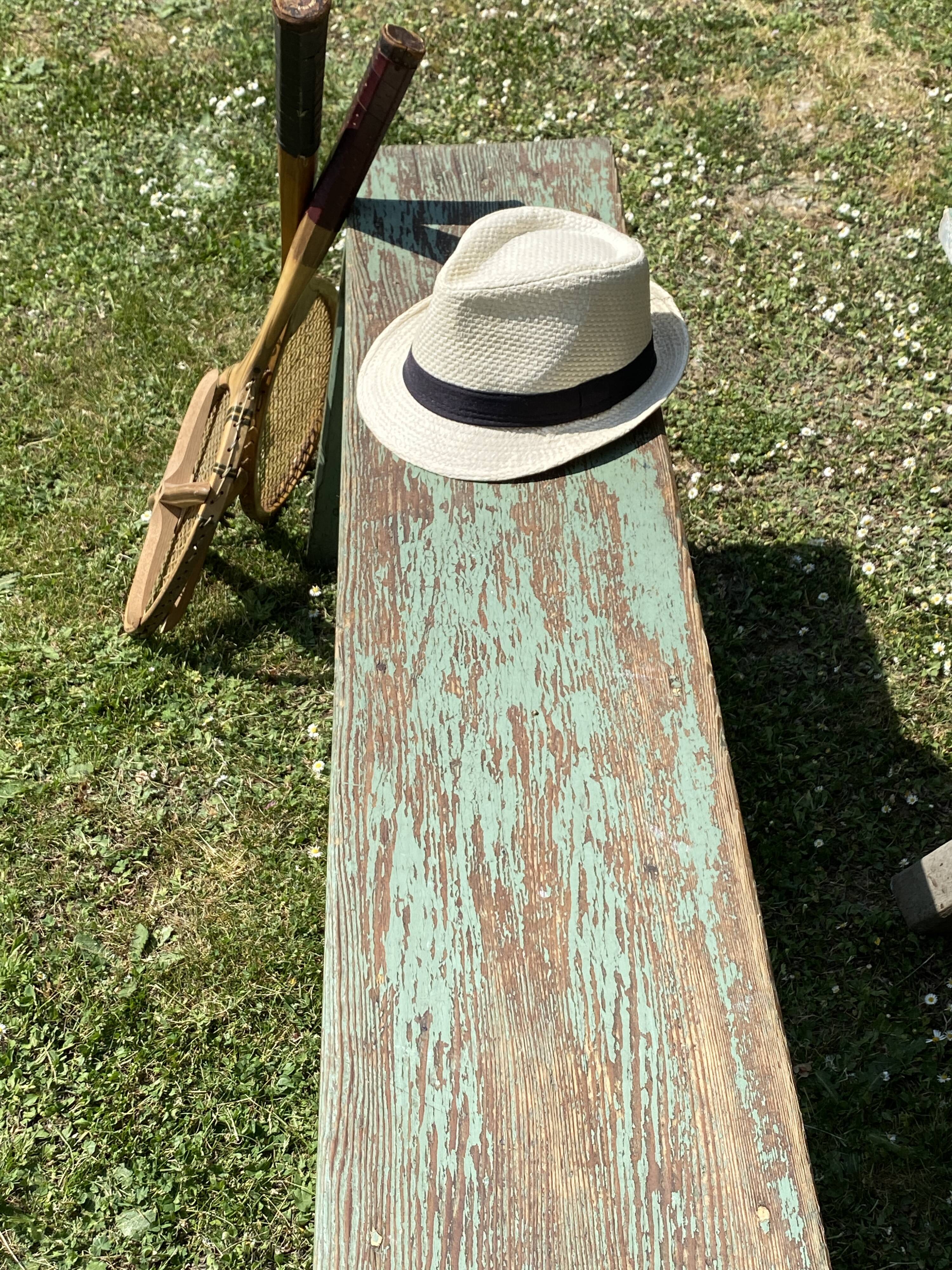Old solid wood farmhouse bench