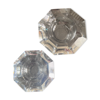 Two crystal diamond ashtrays