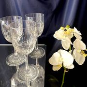 Set of 3 cut crystal water or wine glasses