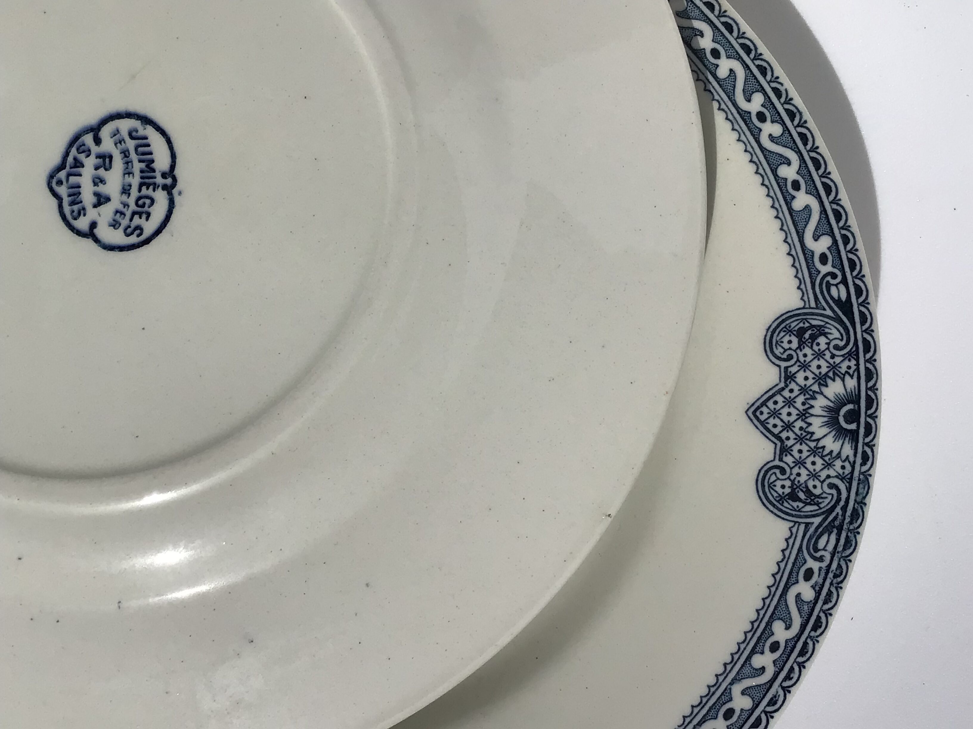 5 Plates dessert Terre de Fer Salins Jumièges navy blue
