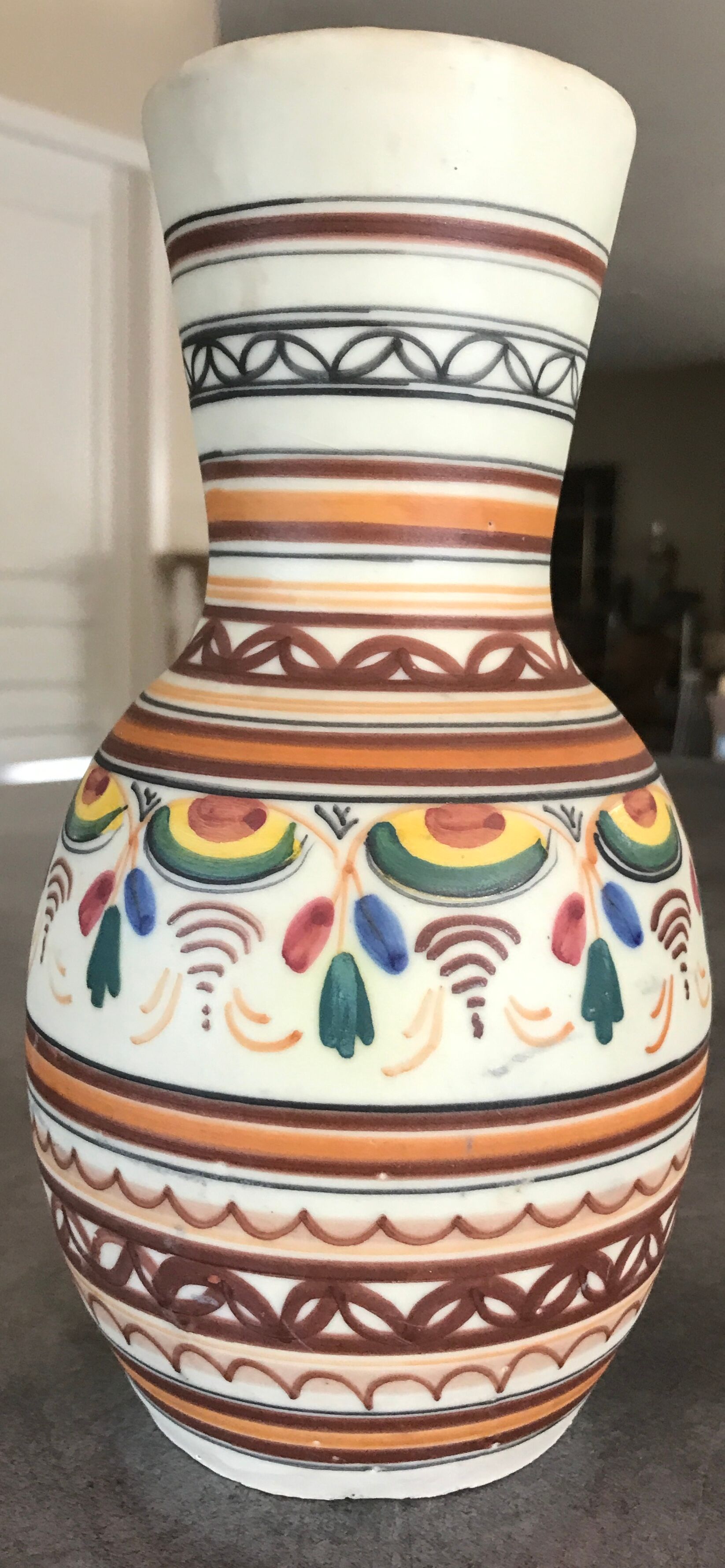 Vase pottery decorative porcelain stoneware decoration of painting polychrome hand 24 cm