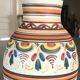 Vase poterie décorative en grès  cérame décor de peinture polychrome main 24 cm