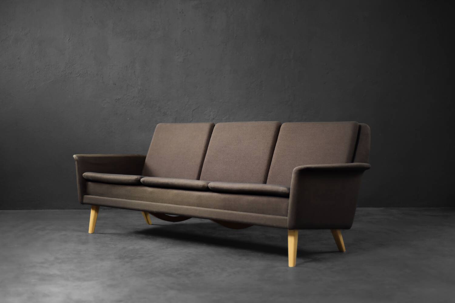 Vintage Mid-Century Danish Modern Brown 3-Seater Sofa by Folke Ohlsson