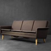 Vintage Mid-Century Danish Modern Brown 3-Seater Sofa by Folke Ohlsson