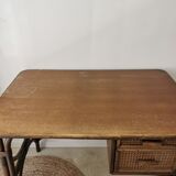 Rattan desk and vintage canning