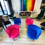 Pair of Retro Armchairs in Blue
