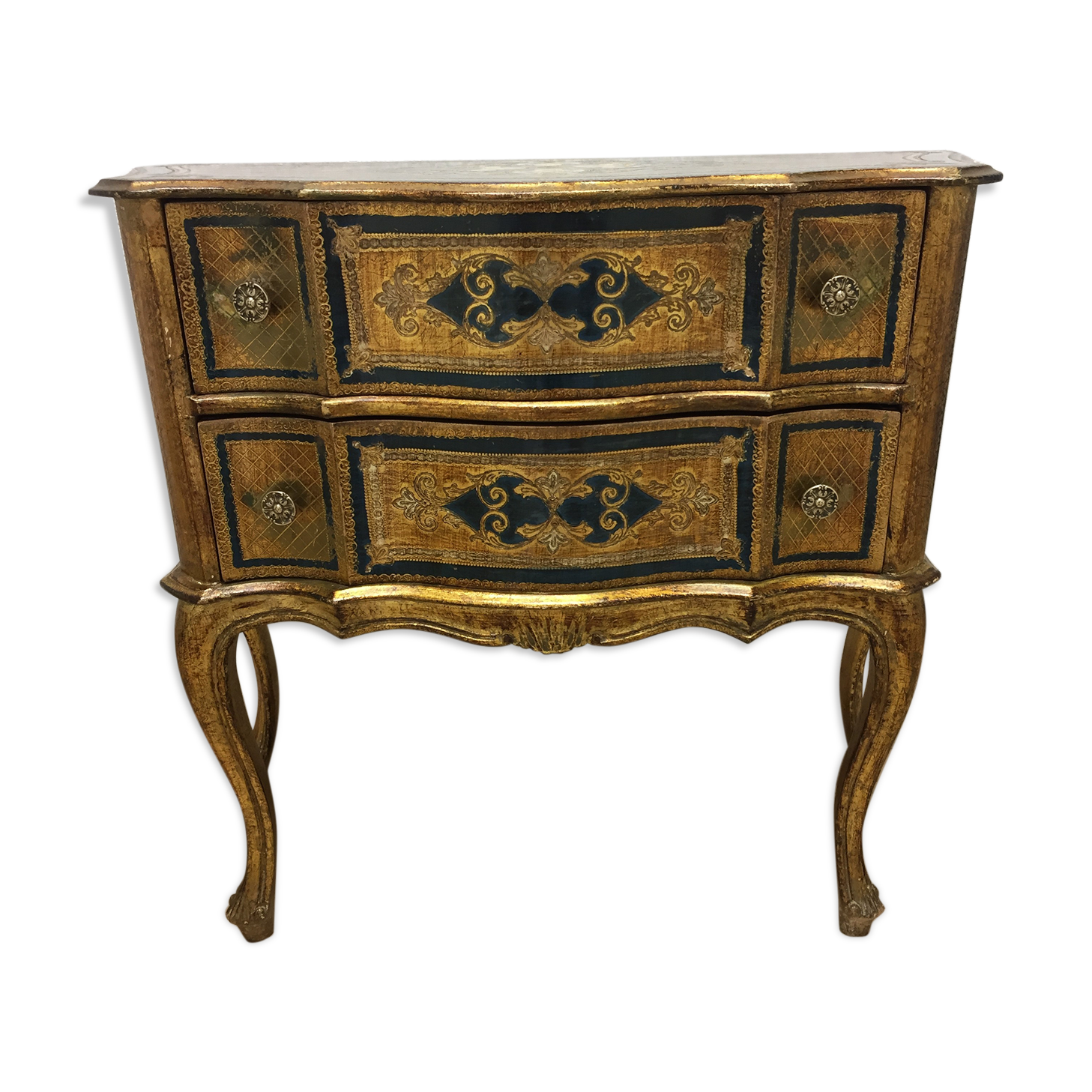 Old italian chest of drawers florentine venetian golden wood