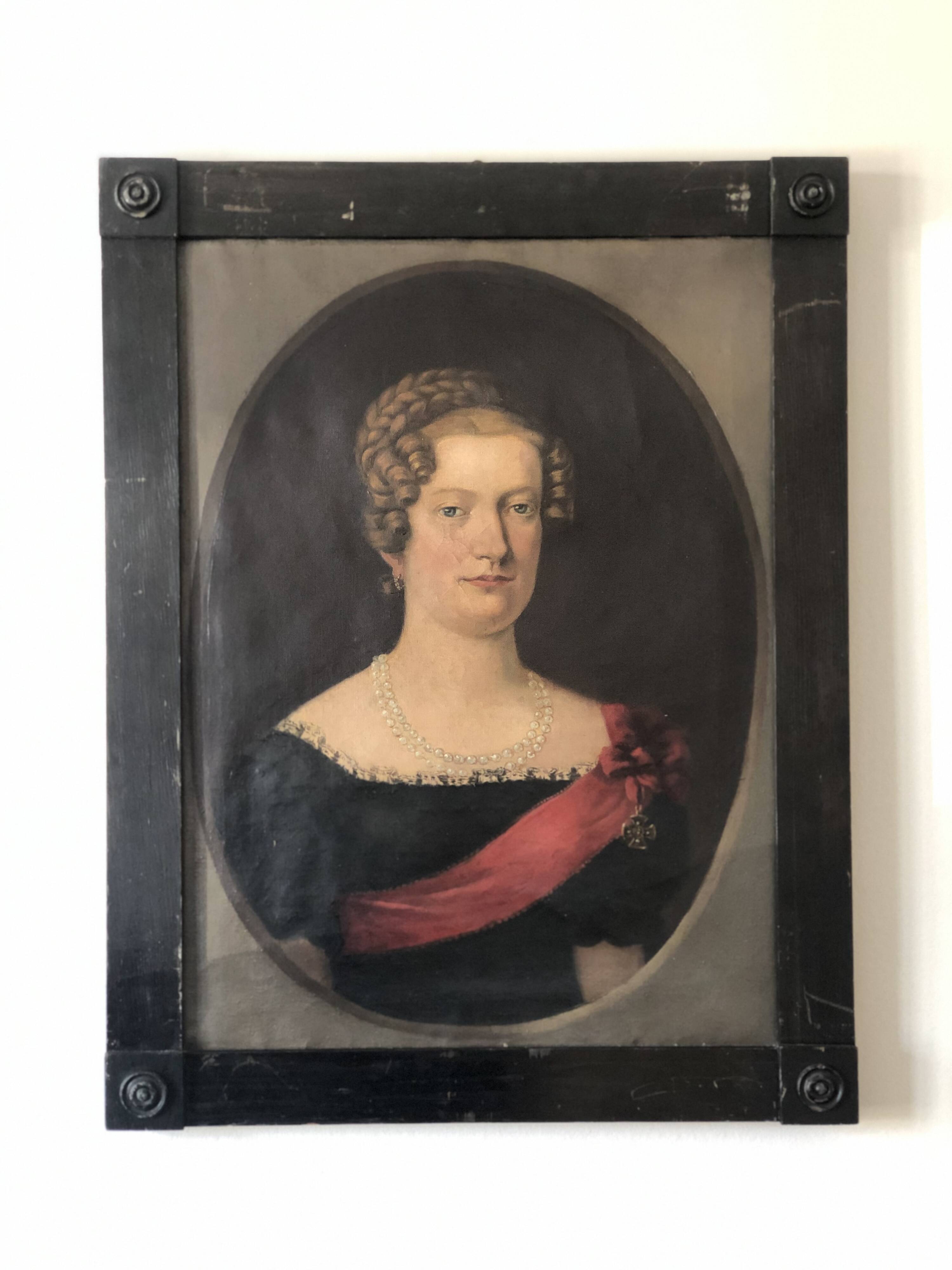 19th Century  Antique Vintage Large Original Portrait Painting of a German