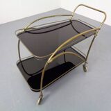 Mid-Century French Brass & Glass Serving Bar Cart, 1960s
