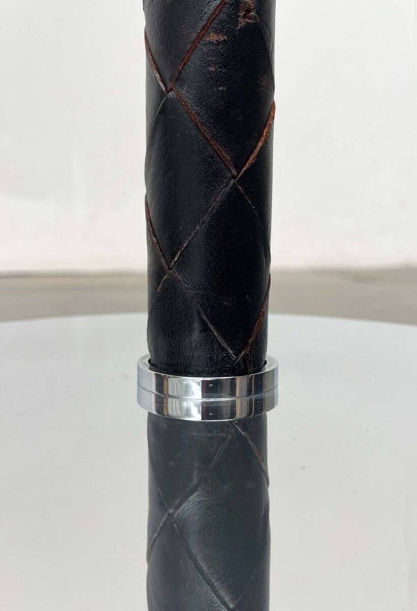 Leather floor lamp Model Flet modern Danish mid-century by Jo Hammerborg for Fog & Mørup, 1960s