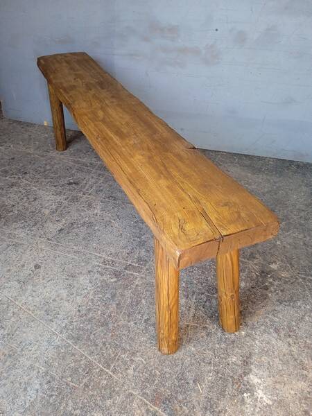 Bench 144 cm old patinated solid wood