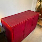 70s cane and lacquered rattan sideboard