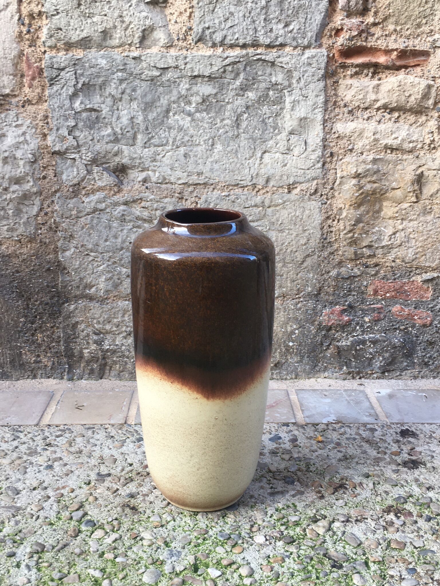 Vase from West Germany in degraded beige & brown