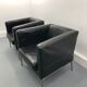 Fauteuils cuir noir années 1980