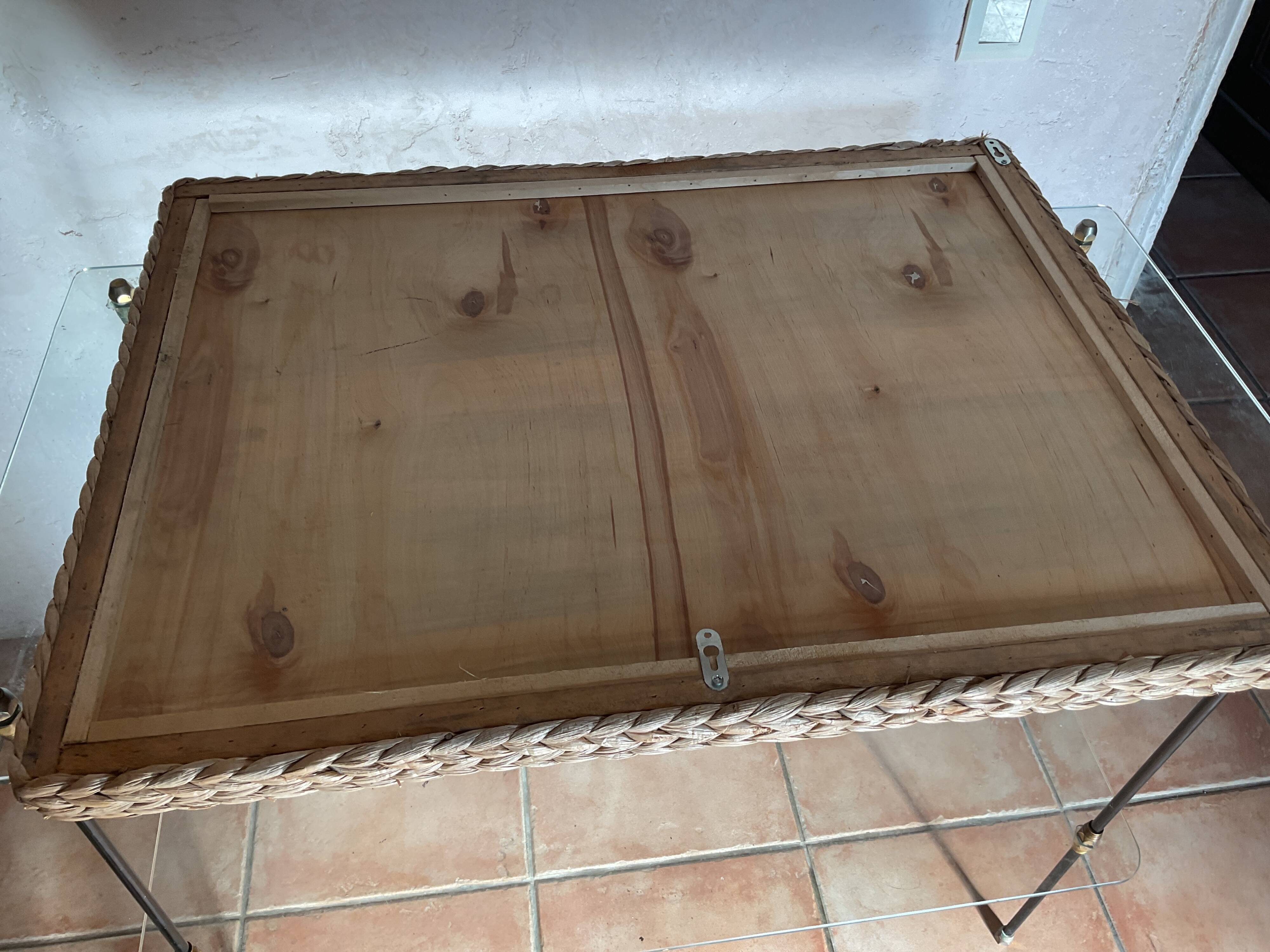 Grand miroir en cordage tressé