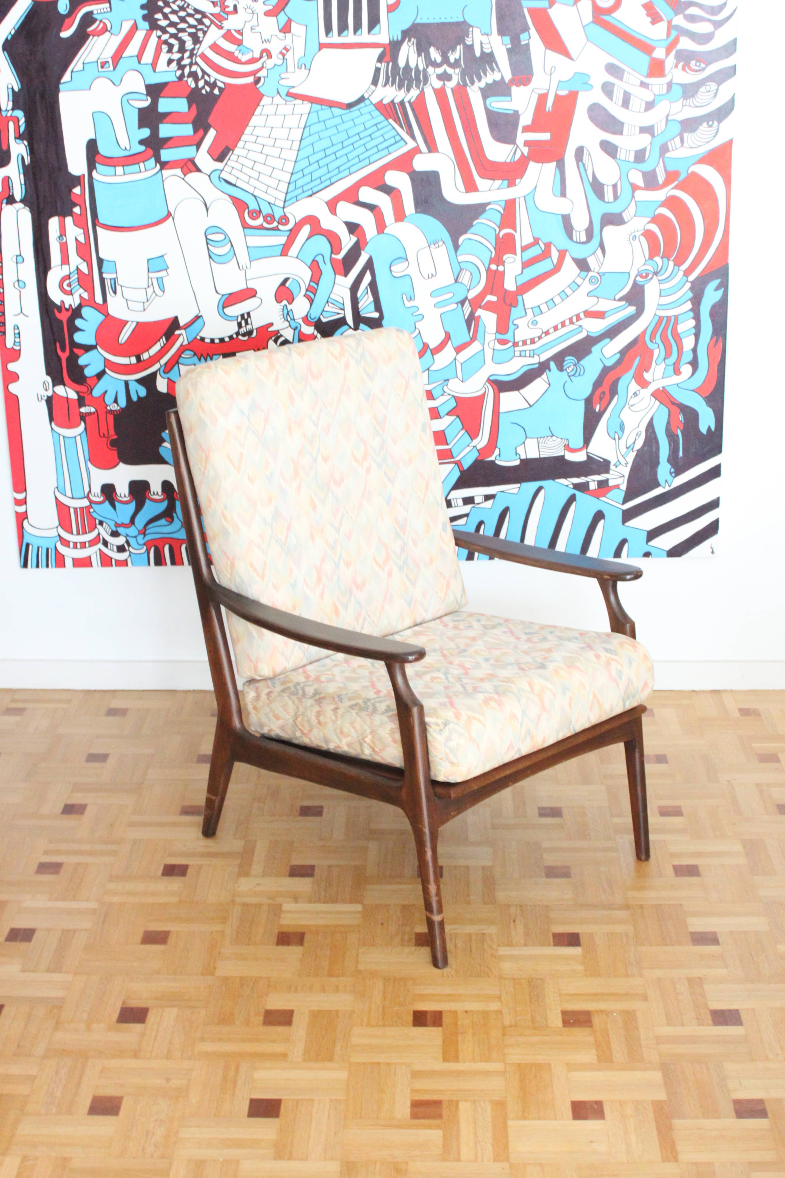 Fauteuil relax vintage en bois de style scandinave, 1950