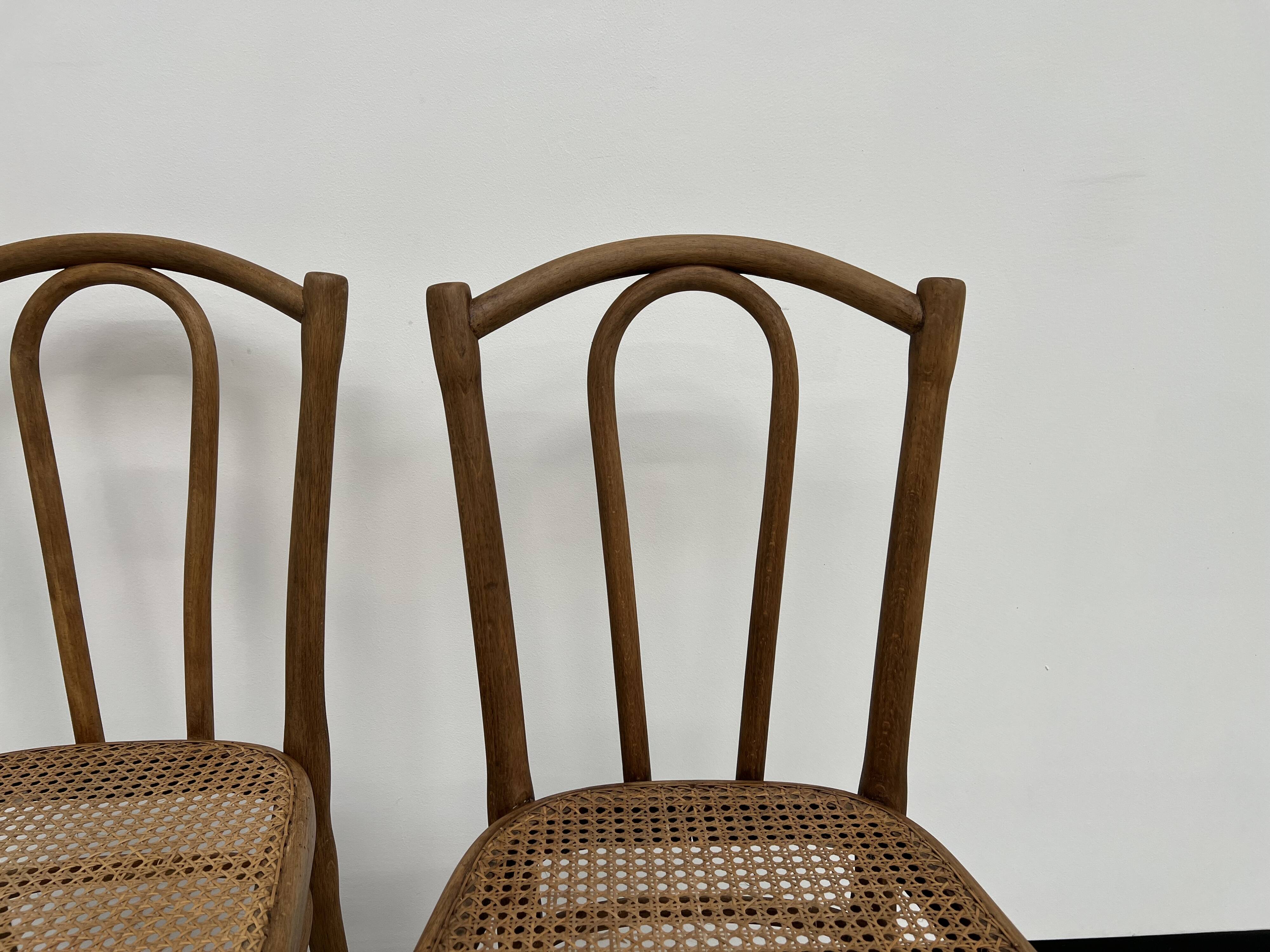 Duo de chaises bistrot anciennes Thonet avec estampille