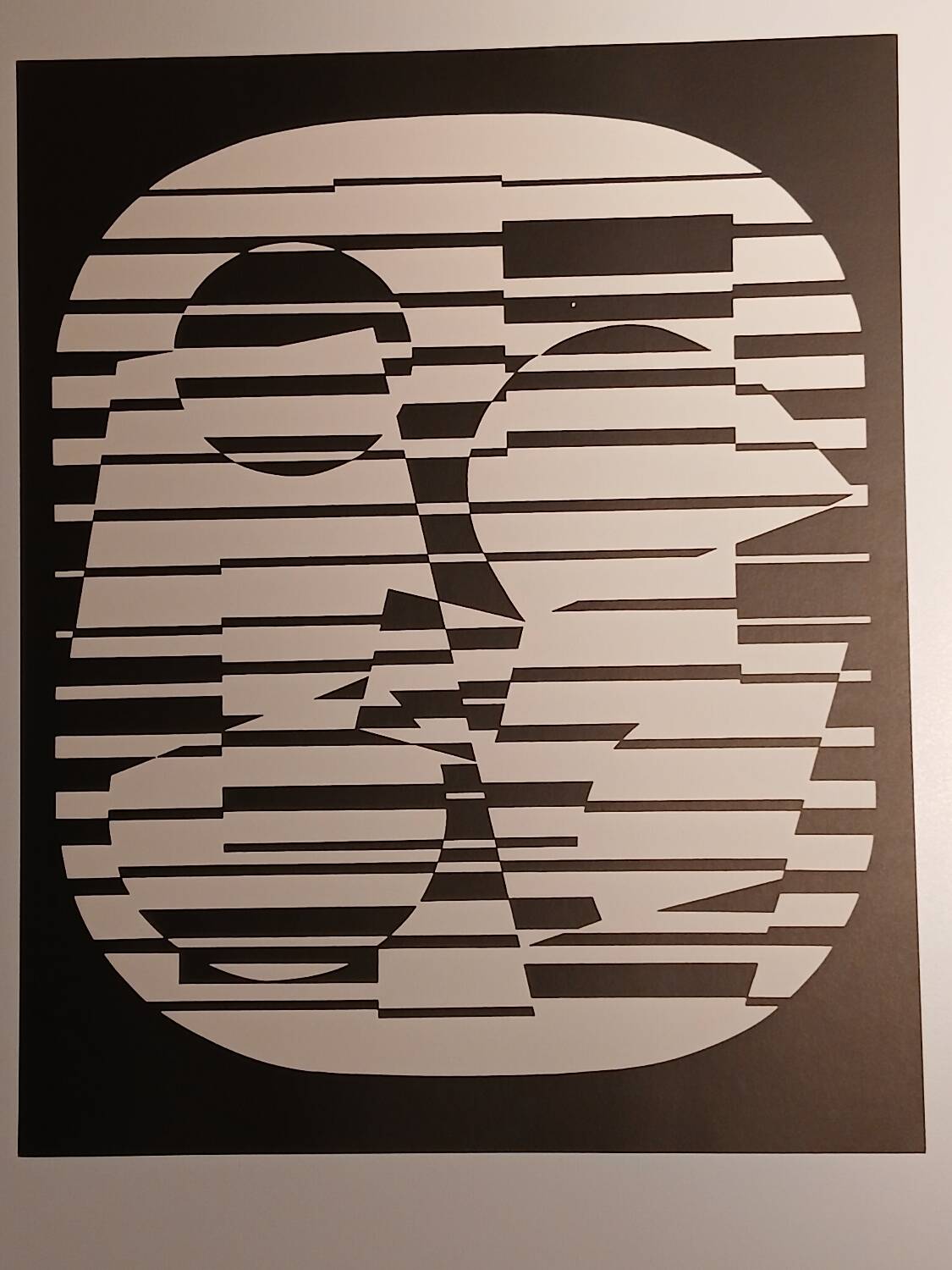 Linear silkscreen print by Victor Vasarely, circa 1970, op art