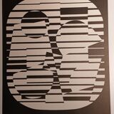 Linear silkscreen print by Victor Vasarely, circa 1970, op art