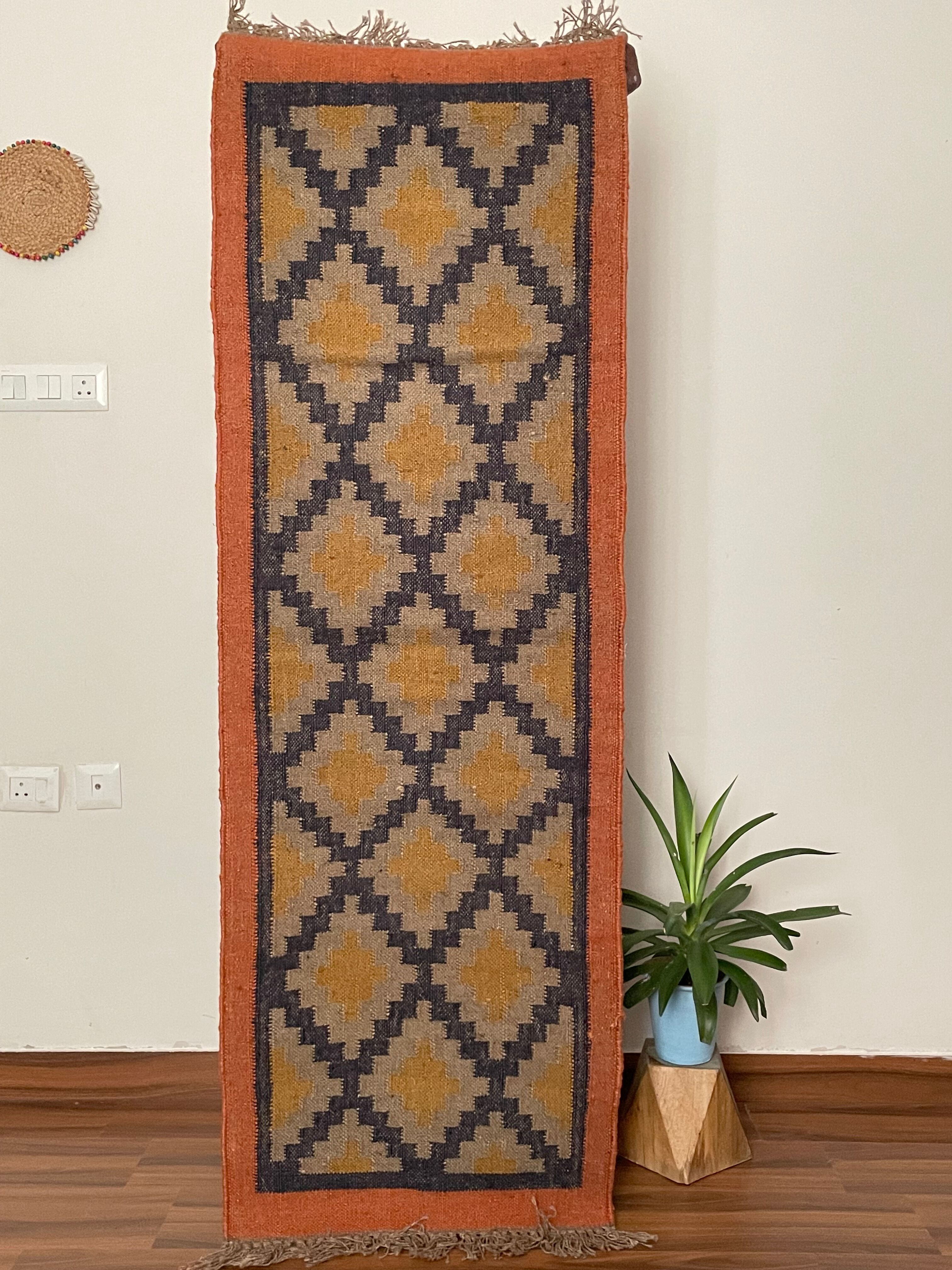 Tapis en jute et coton tissé à la main