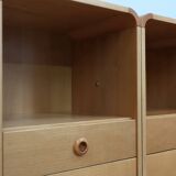 Pair of tall vintage birch wood bedside tables / entryway console 1970s