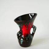 Ceramic vase, brown & red, 1970