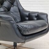 Fauteuil en cuir pivotant danois vintage