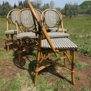 Set of 6 chairs bistro terrace "Parisian" rattan and brown braiding