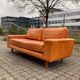Danish Modern Mid Century Vintage Cognac Leather Sofa