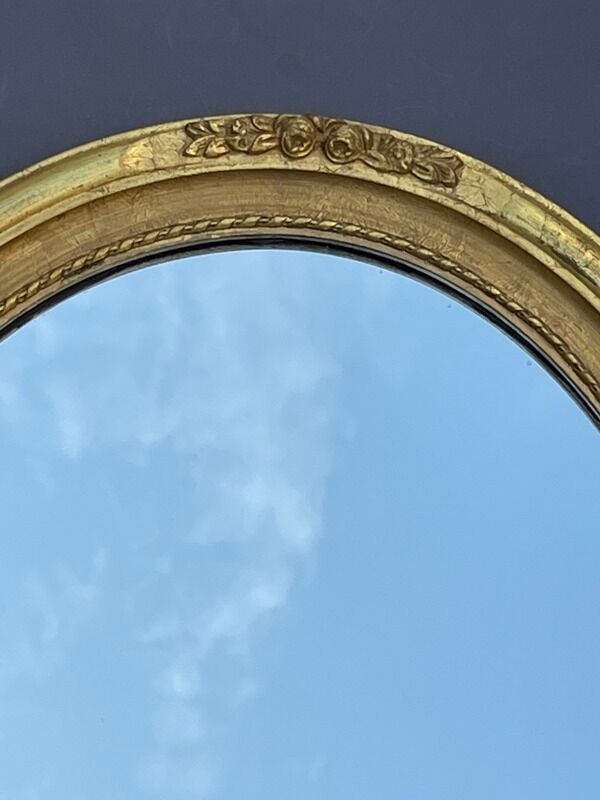 Old oval mirror medallion gilded wood & stucco louis XVI style  49x59cm